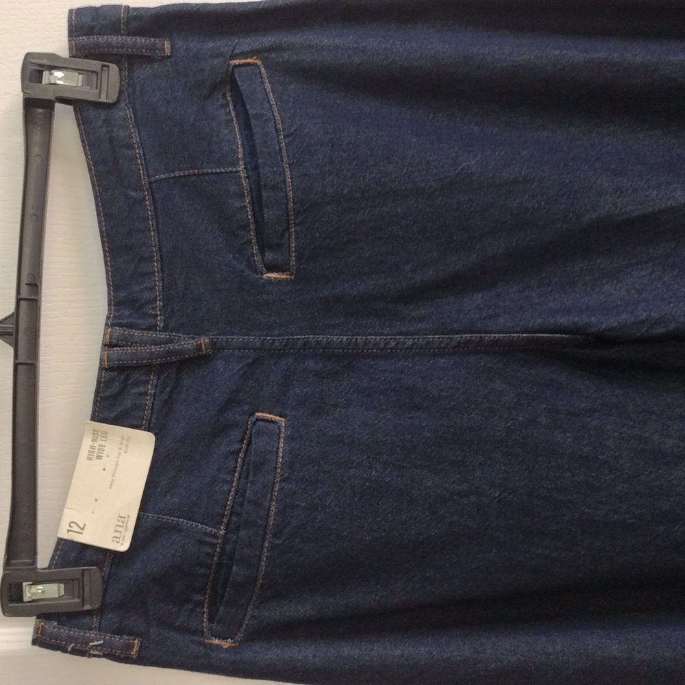 a.n.a Pleated Womens High Rise Relaxed Fit Wide Leg Jean, Size 12 - Picture 8 of 10